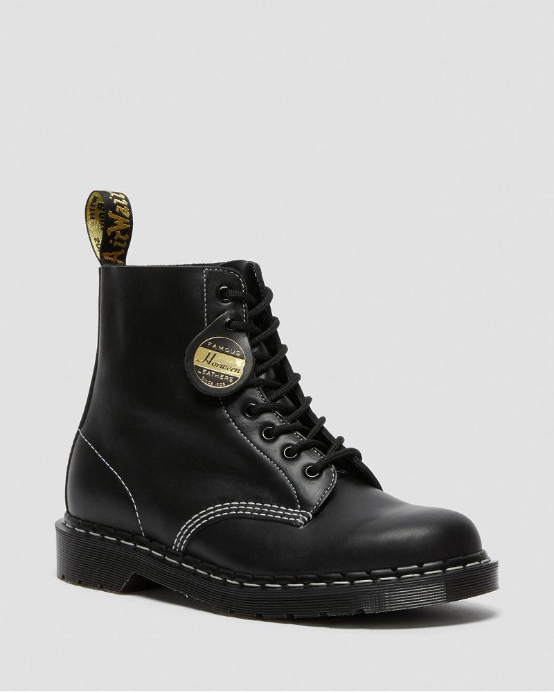 Men\'s Dr Martens 1460 Pascal Made in England Cavalier Leather Lace Up Boots Black | AU 527YXF